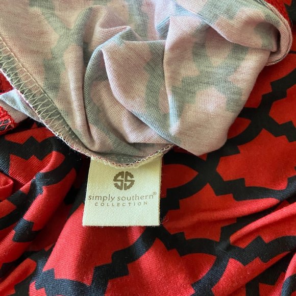 Simply Southern Red and Black Women's Swing Dress Sz Large Pockets Lace New - Picture 9 of 10